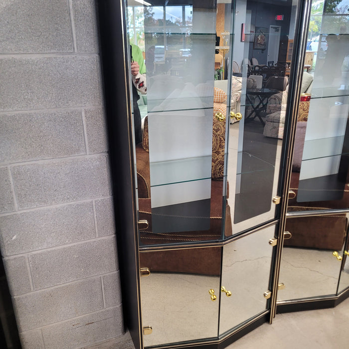 30"W Black with Brass Accents Display Cabinet