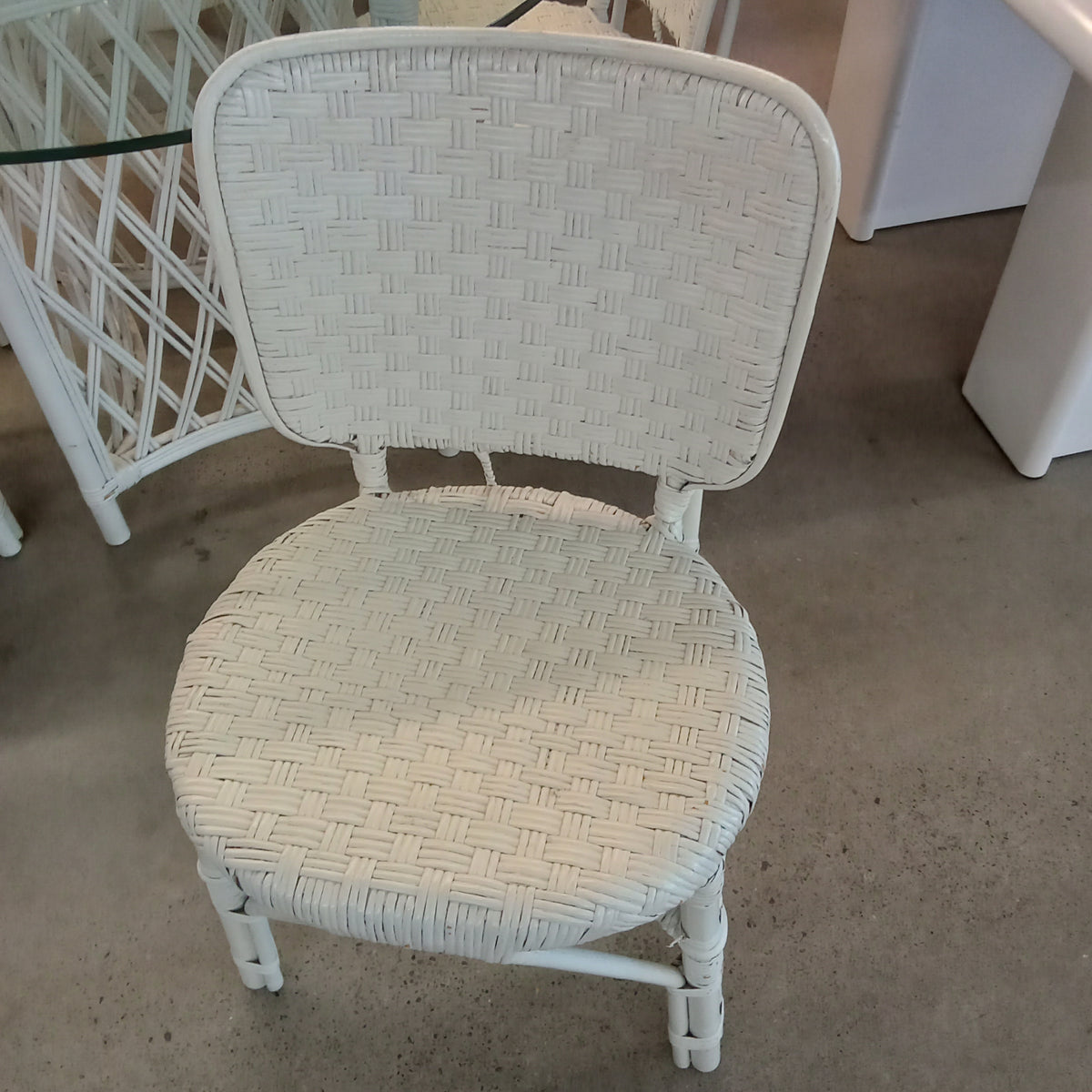 Four Piece White Wicker Patio Set