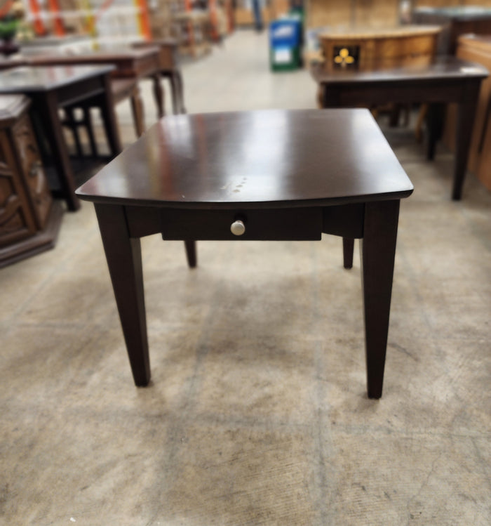 Dark Wood Side Table with 1 Drawer