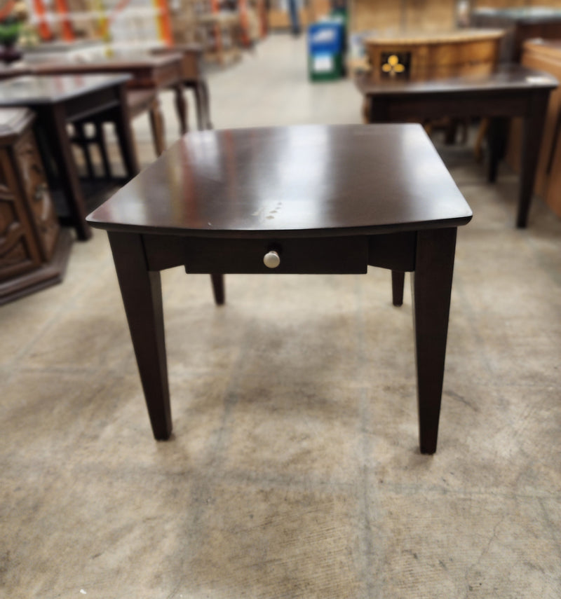 Dark Wood Side Table with 1 Drawer
