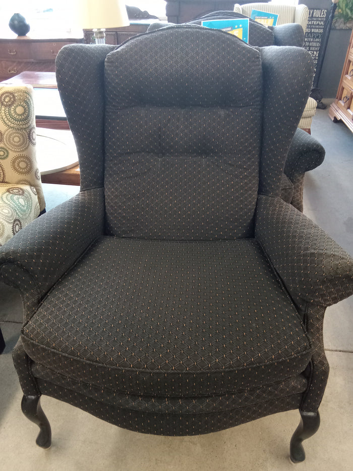 37"W Wing Back Chair in Dark Blue