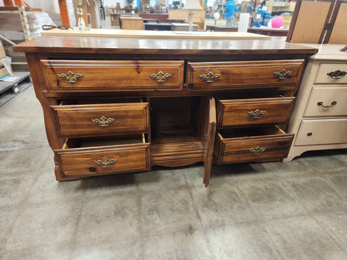 Brown Wood 6 Drawer Dresser with 1 Door