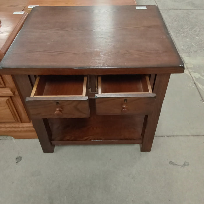 27"W Rustic Side Table with Two Drawers