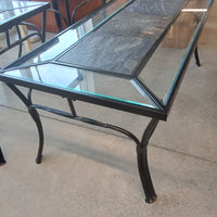 48"W Metal, Glass and Tile Coffee Table