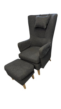 28"W Grey Armchair w/ Ottoman