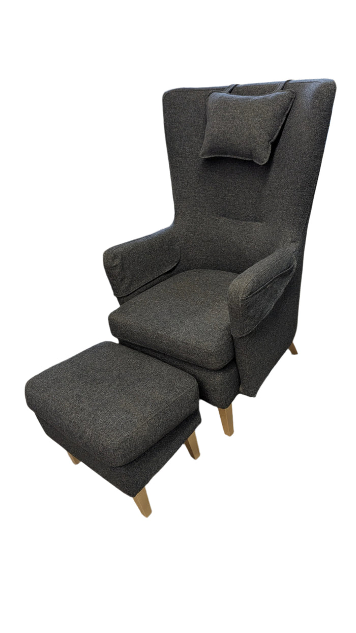 28"W Grey Armchair w/ Ottoman