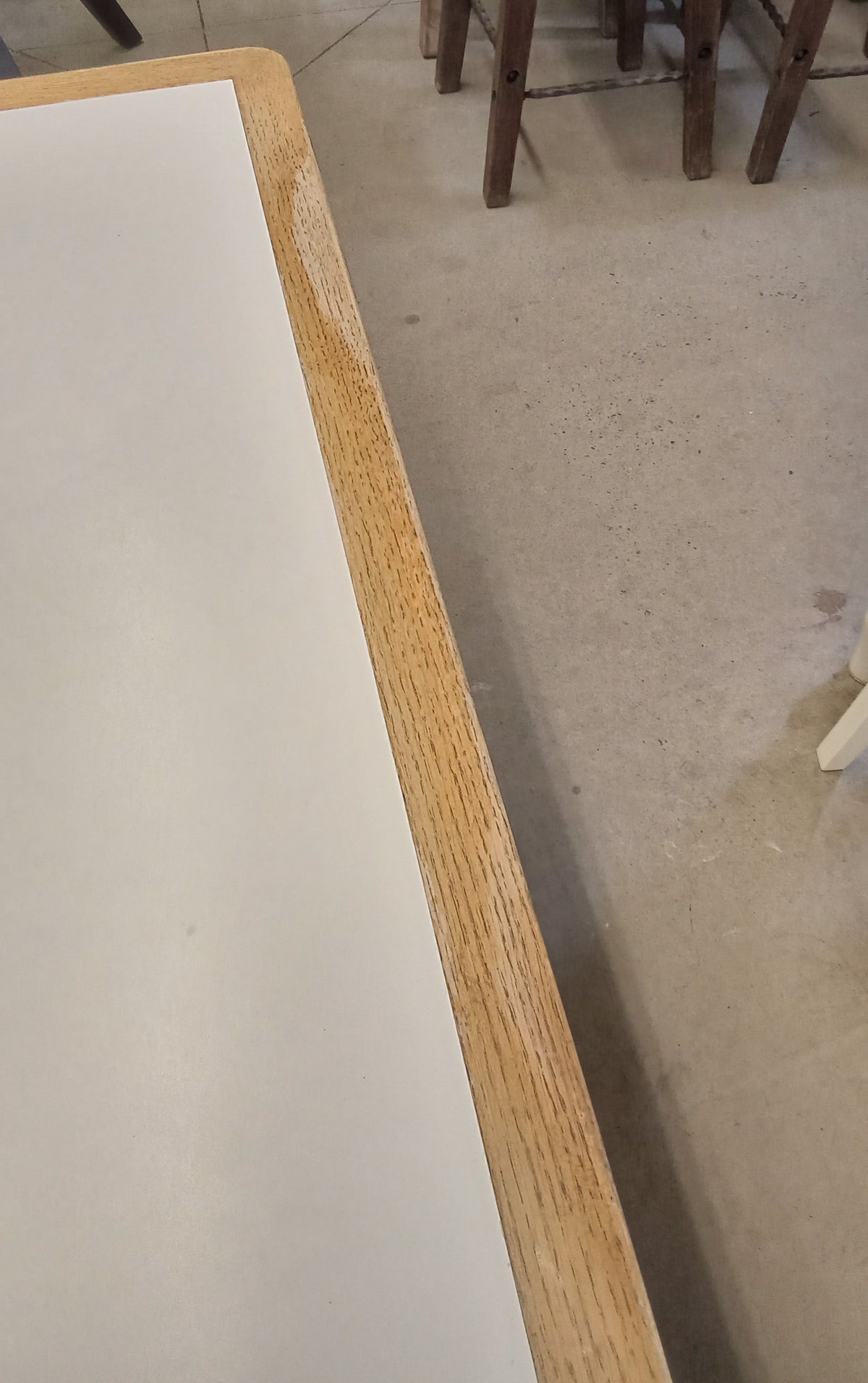 54"W White Kitchen Table with Wood Trim