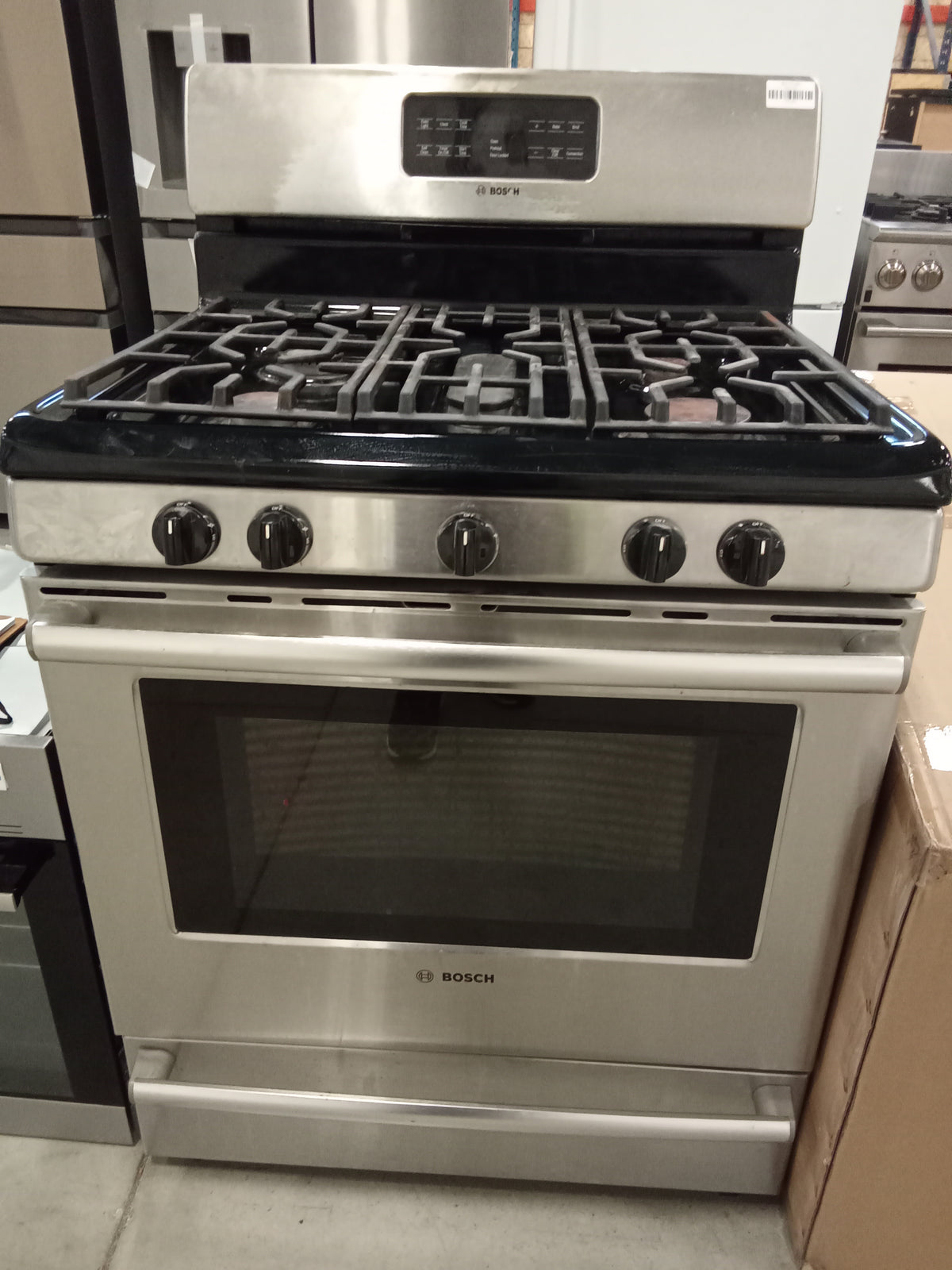30"W 5-Burner Gas Stove in Black and Stainless Steel