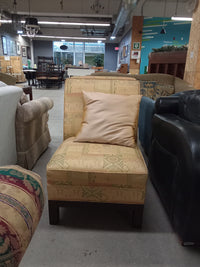 27"W Accent Chair in Gold with Embroidered Pattern