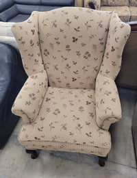 Light Tan Floral Wingback Chair