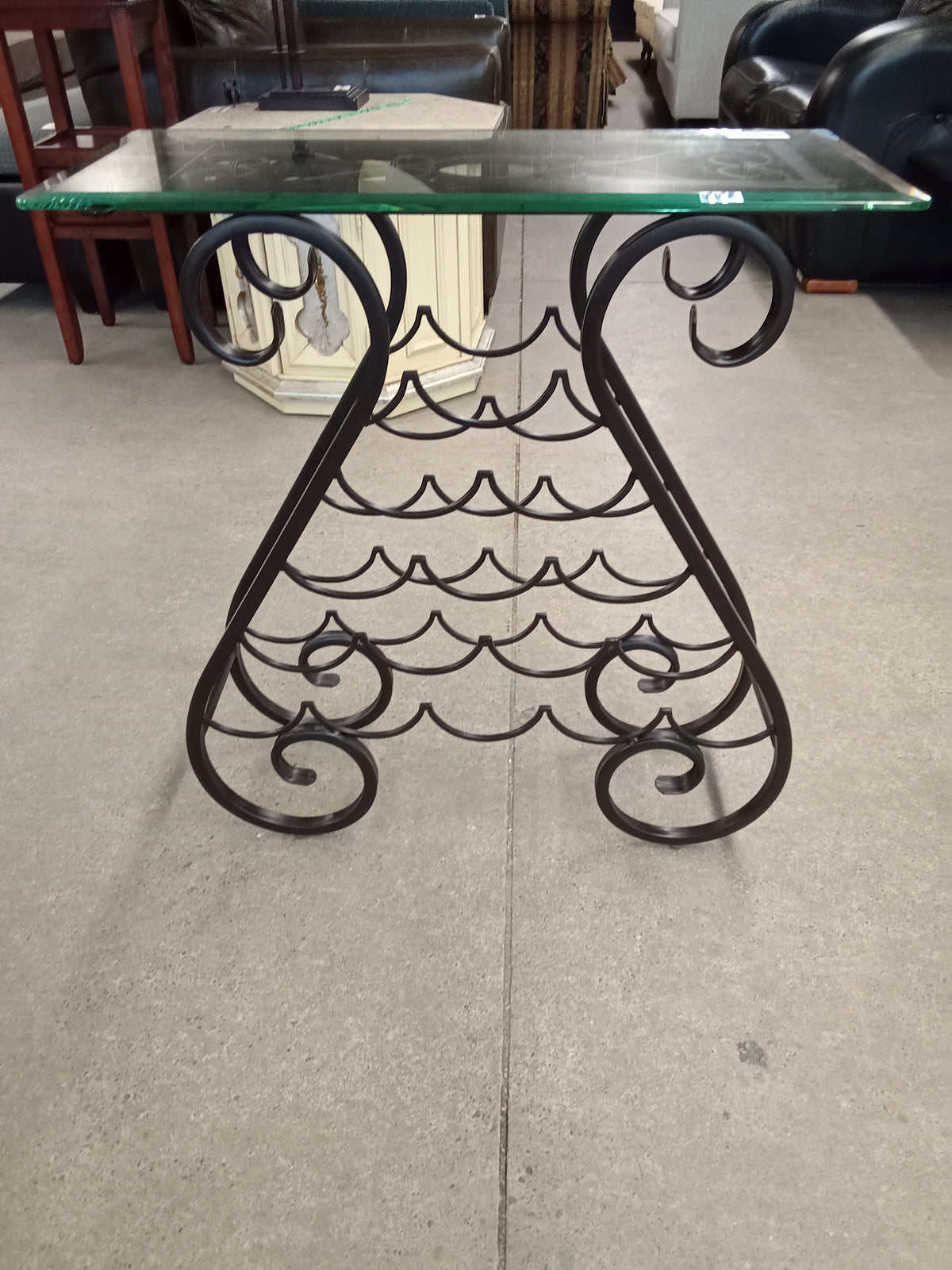 26"W Glass Topped Wine Rack