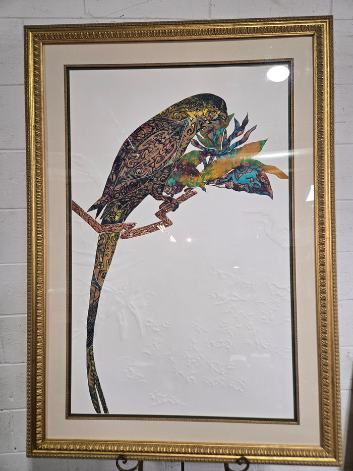 PARROT 1 "Cloisone" Print With Embossed Paper By Jonna White