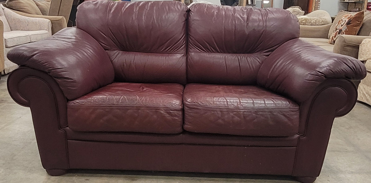 Burgundy Leather Loveseat