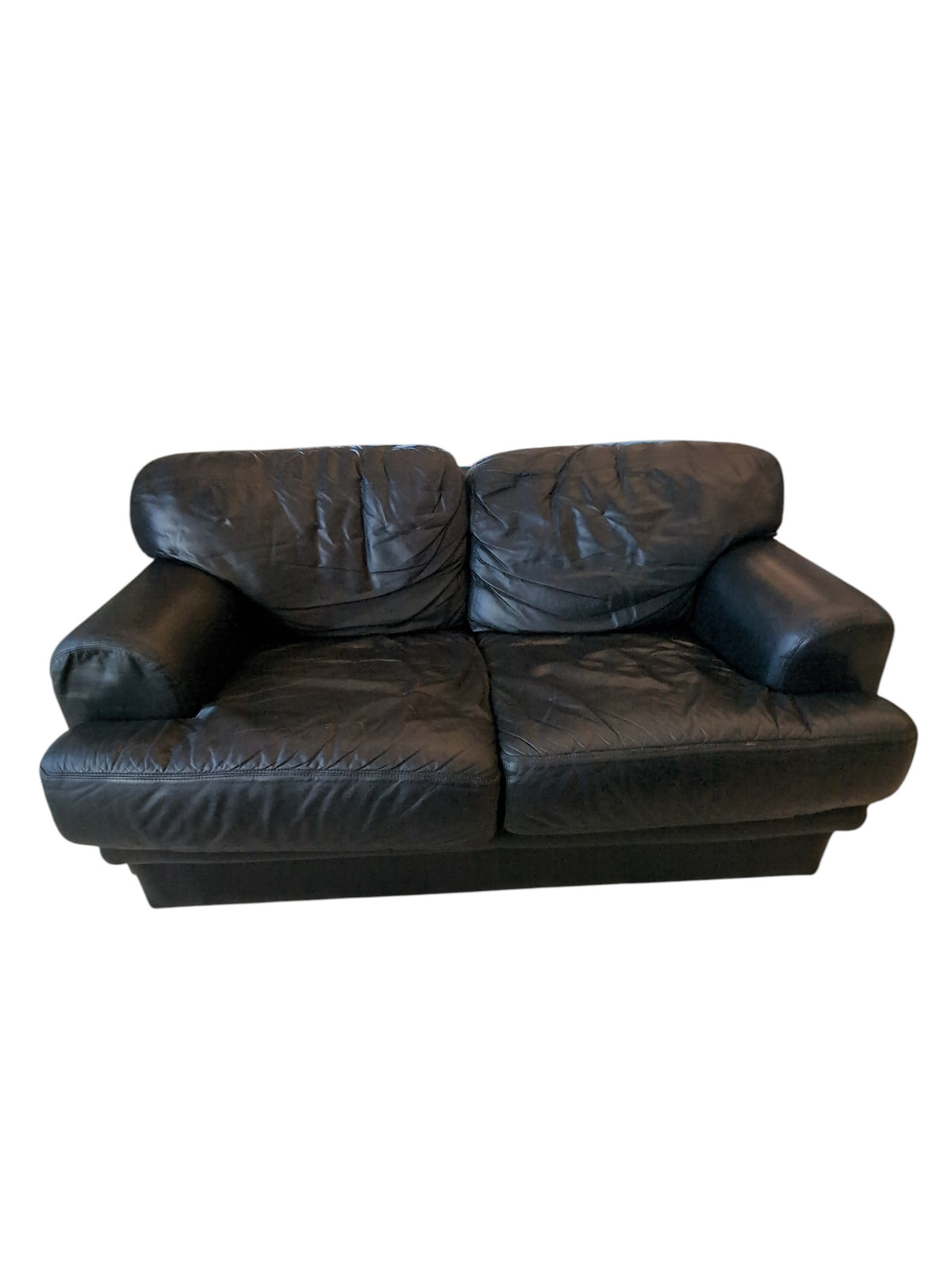 Genuine Leather Loveseat Sofa - Black