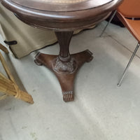 24"Diameter Side Table with Inlaid Leather Top