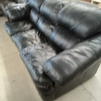 90"W 3-Seat Faux Leather Sofa - Black