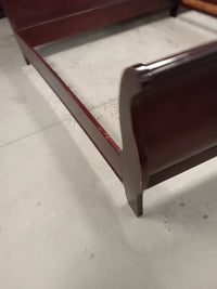 80"W Dark Wood Sleigh Bed Frame - King