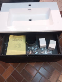 30 in White & Black Bathroom Vanity