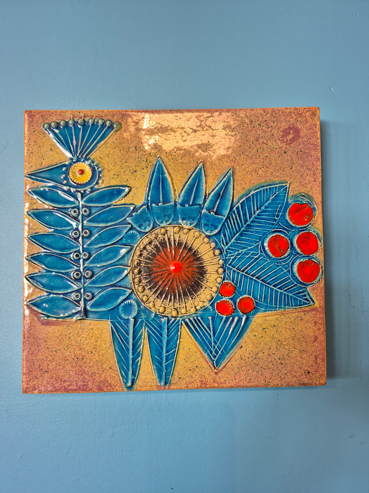 Rooster Bird Ceramic Wall Plaque by Lisa Larson