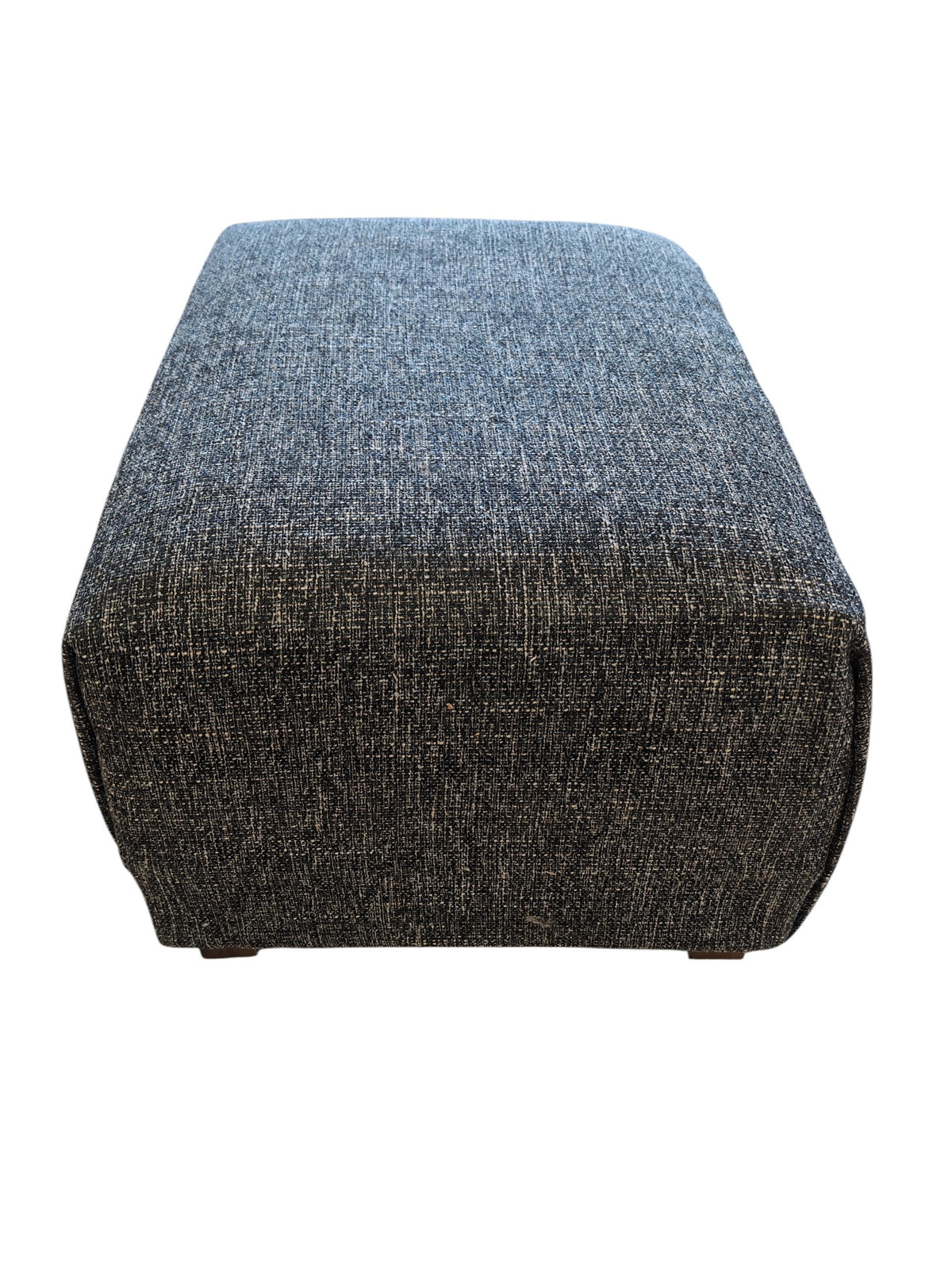 Grey Blue Woven Ottoman