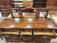 Dark Wood 9 Drawer Dresser with Mirror