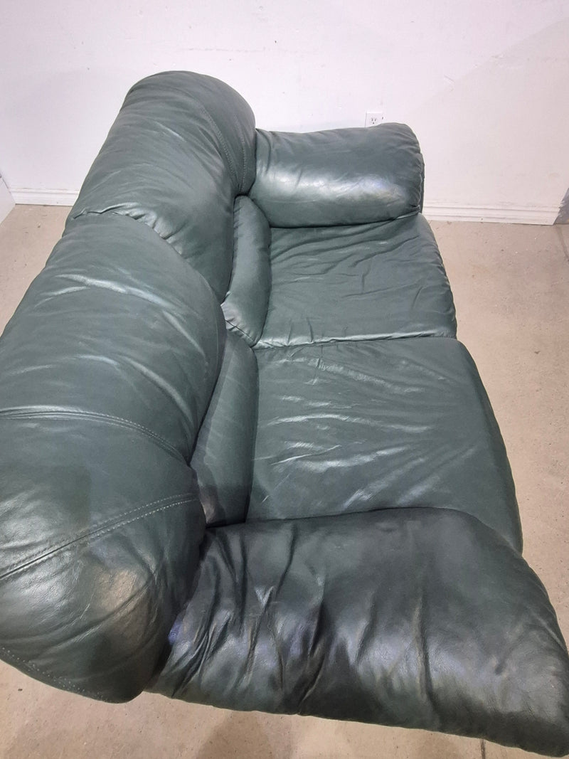 Green Leather love seat Couch