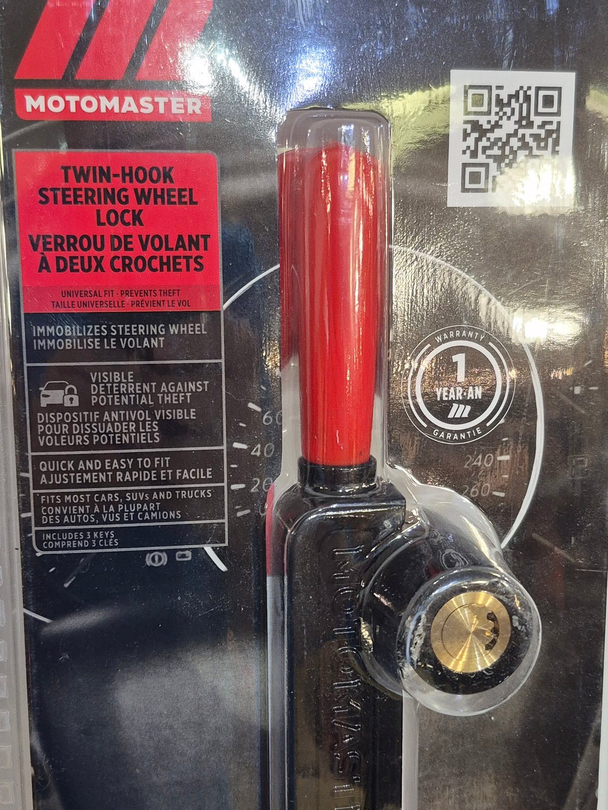 MotoMaster Twin Hooks Steering Wheel Lock for SUV and Truck