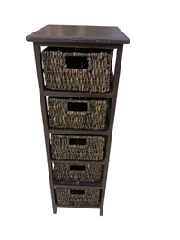 Rustic 5 Drawer Storage Tower