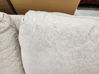 Light Cream Floral Loveseat with 2 Striped Cushions