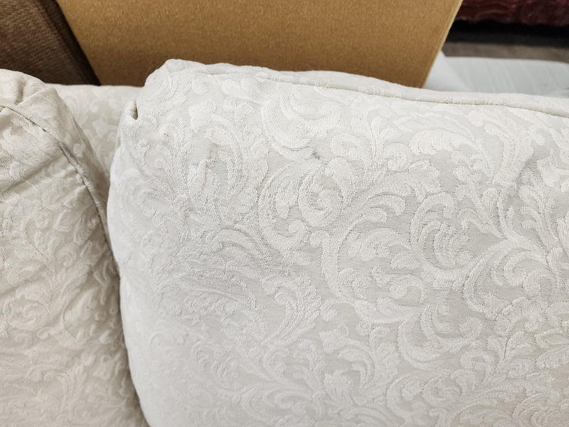 Light Cream Floral Loveseat with 2 Striped Cushions