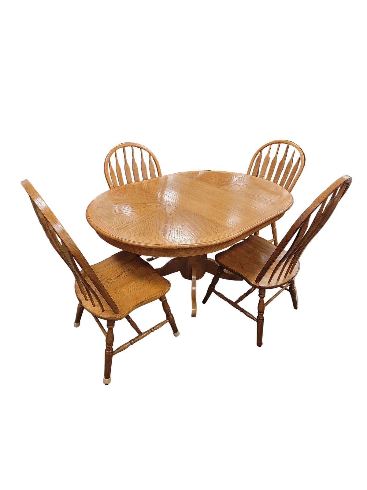 Oak Pedestal Table W/ Windsor-Style Chairs