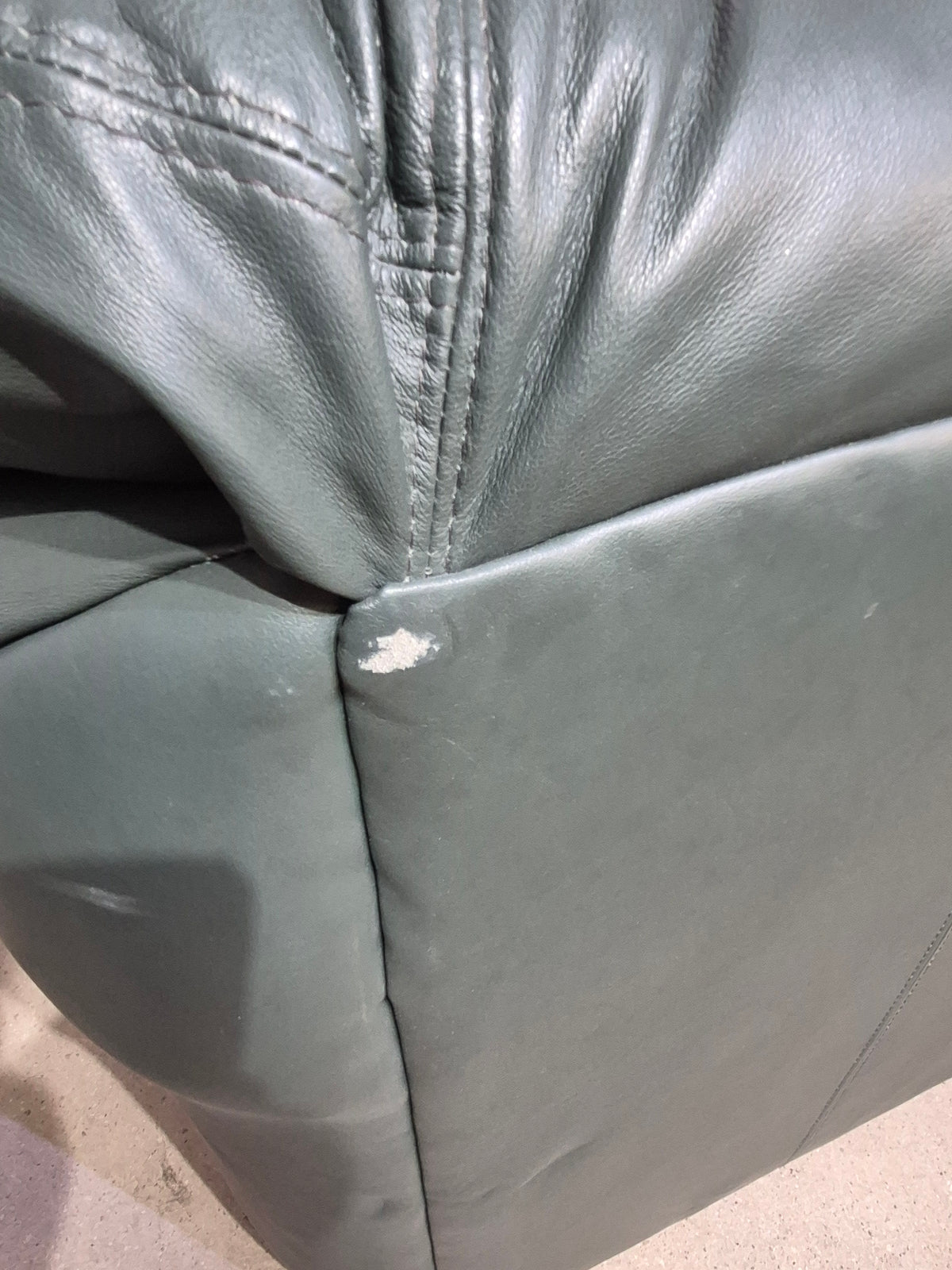 Green Leather love seat Couch