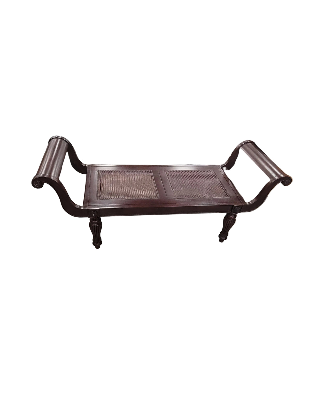 Regency-Style Mahogany Bench W/Cane Seats