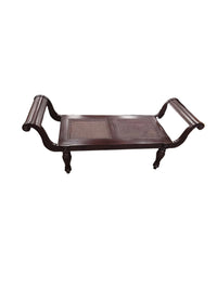 Regency-Style Mahogany Bench W/Cane Seats