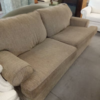 90"W Brown Fabric Love Seat
