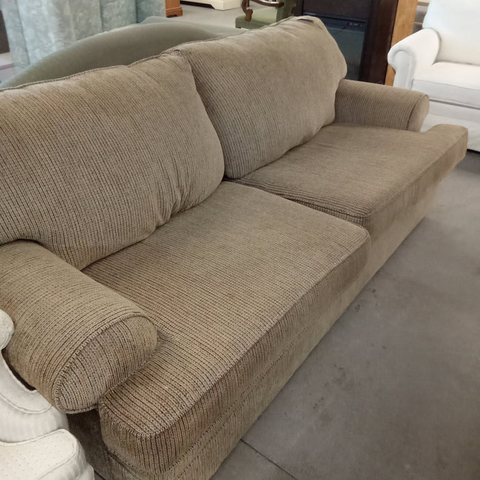 90"W Brown Fabric Love Seat