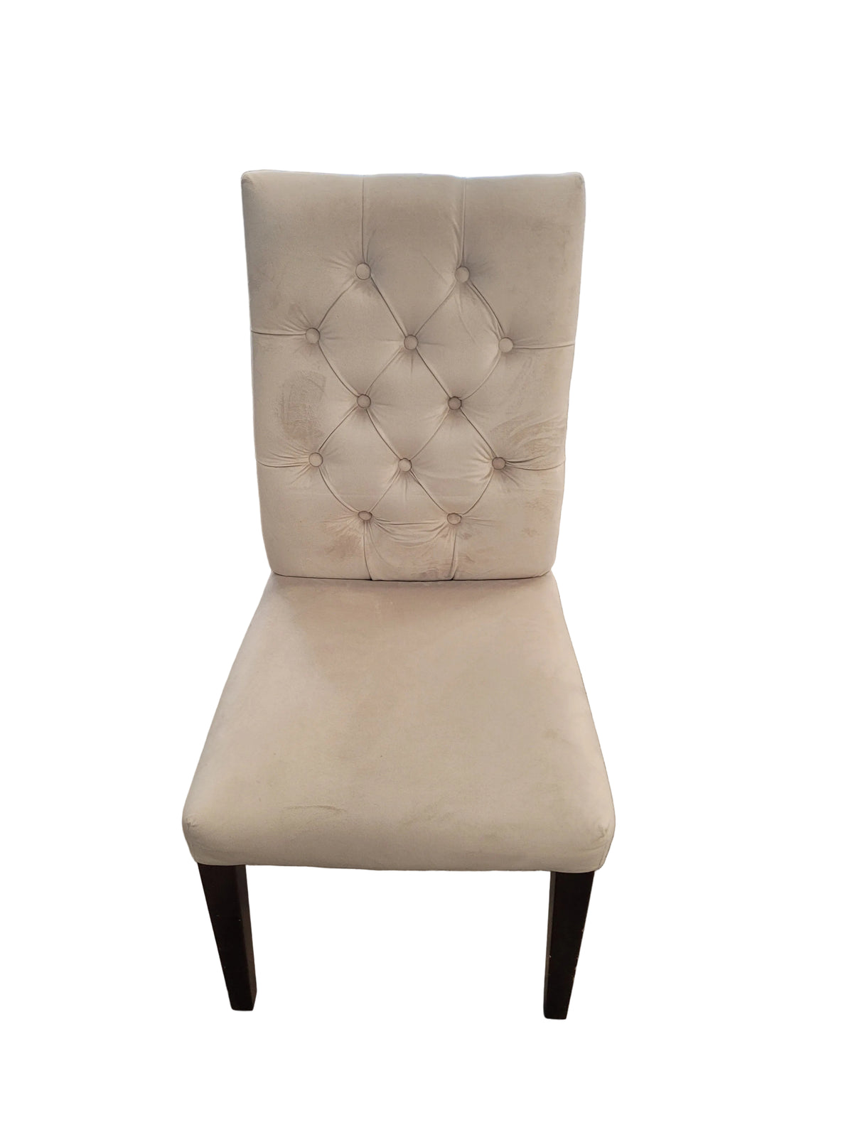 Farmhouse Dining Table W/ 6 Tufted Cream Chairs