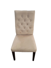 Farmhouse Dining Table W/ 6 Tufted Cream Chairs