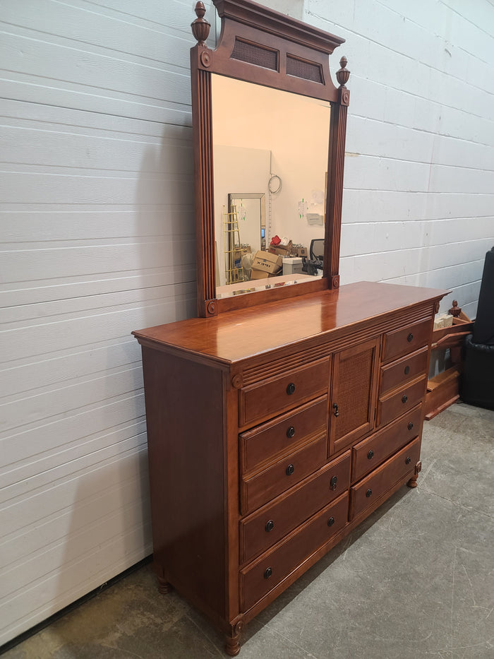 Solid Wood 8-Drawer Dresser with Mirror