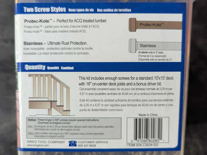 KREG Protec Kote Deck Screw - 2-5/8 inch No. 8 Coarse Pan head