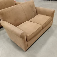 60"W Love Seat in Light Brown Corduroy