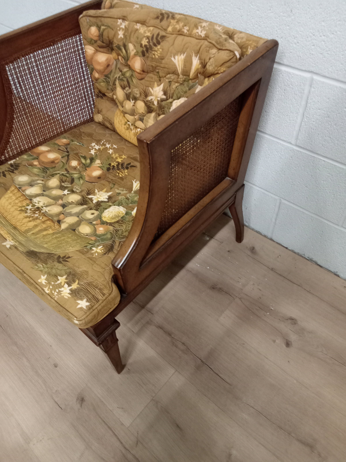 24"W Rattan Armchair in Fruit Themed Fabric