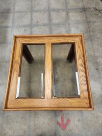 Square Wooden Side Table with Glass Inserts