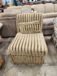 Classic Floral Armless Chair with Ottoman