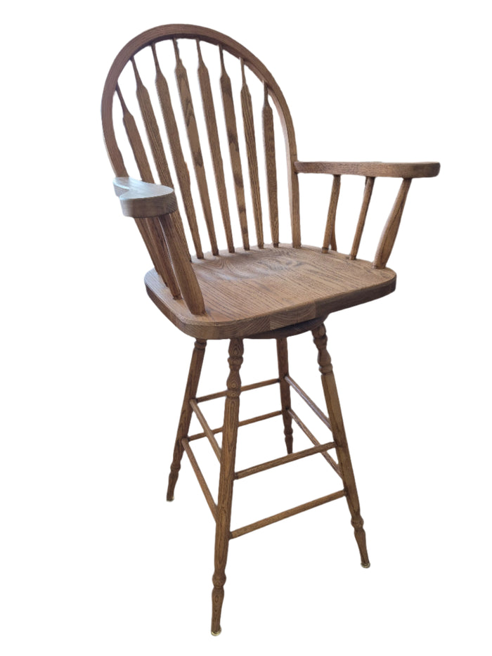 Solid Oak Full Swivel Bar Stool (Pair)
