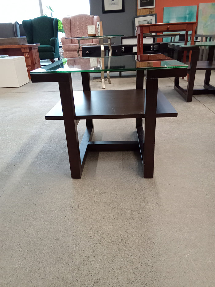 24"W Glass Topped Side Table