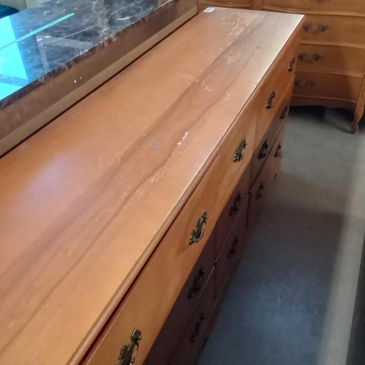 62"W 9-Drawer Wooden Dresser