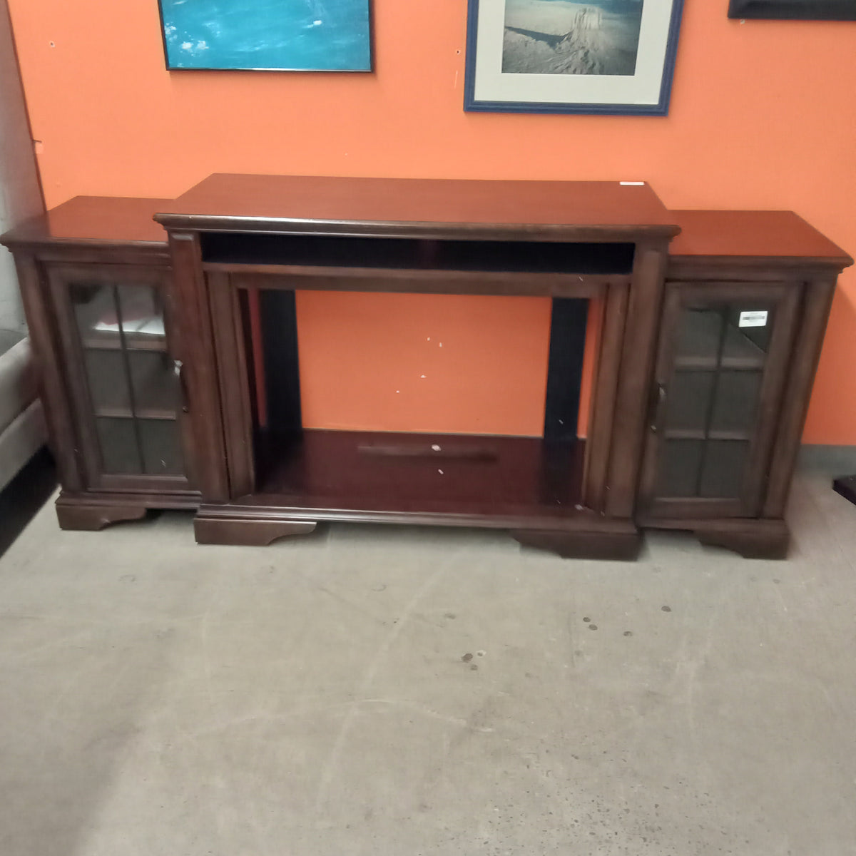 75"W Fireplace with storage
