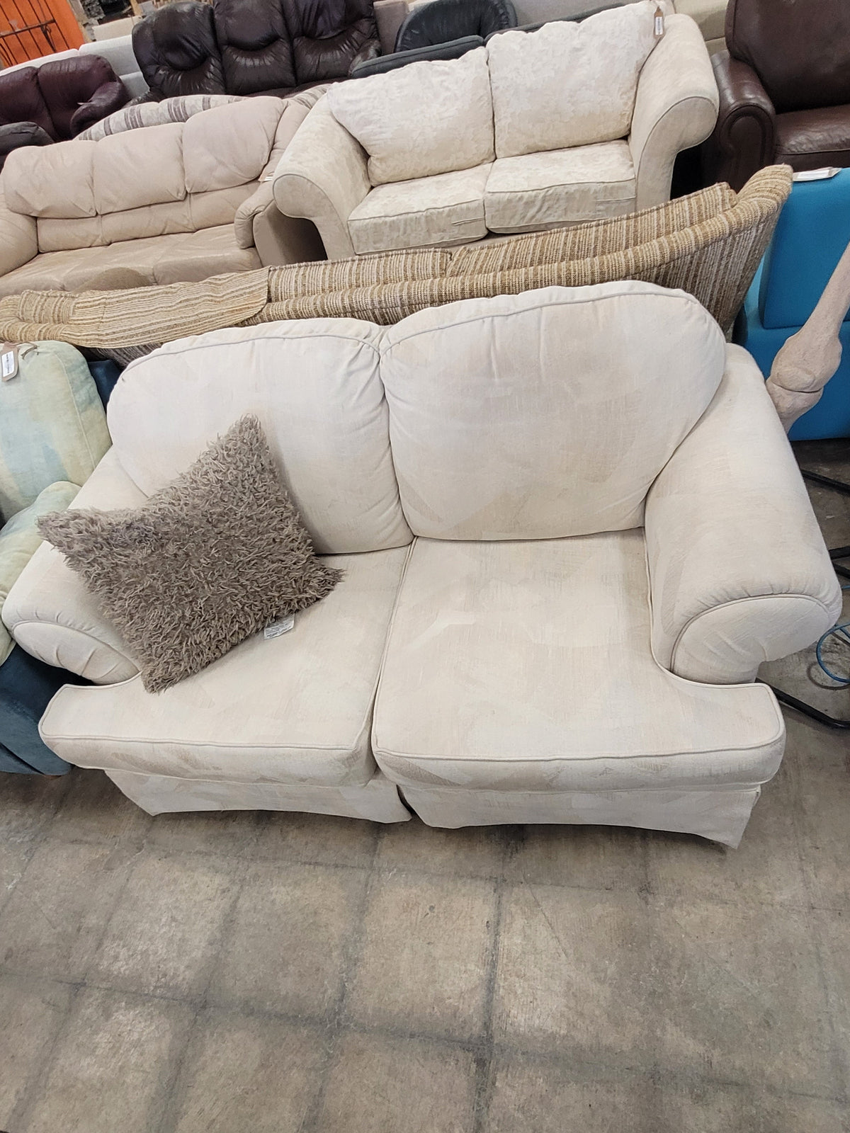Light Cream Loveseat Sofa W /Cushion