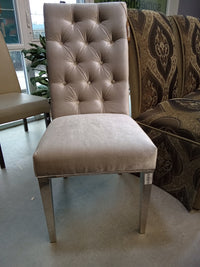 19"W Grey Velour Fabric Chair with Chrome Legs